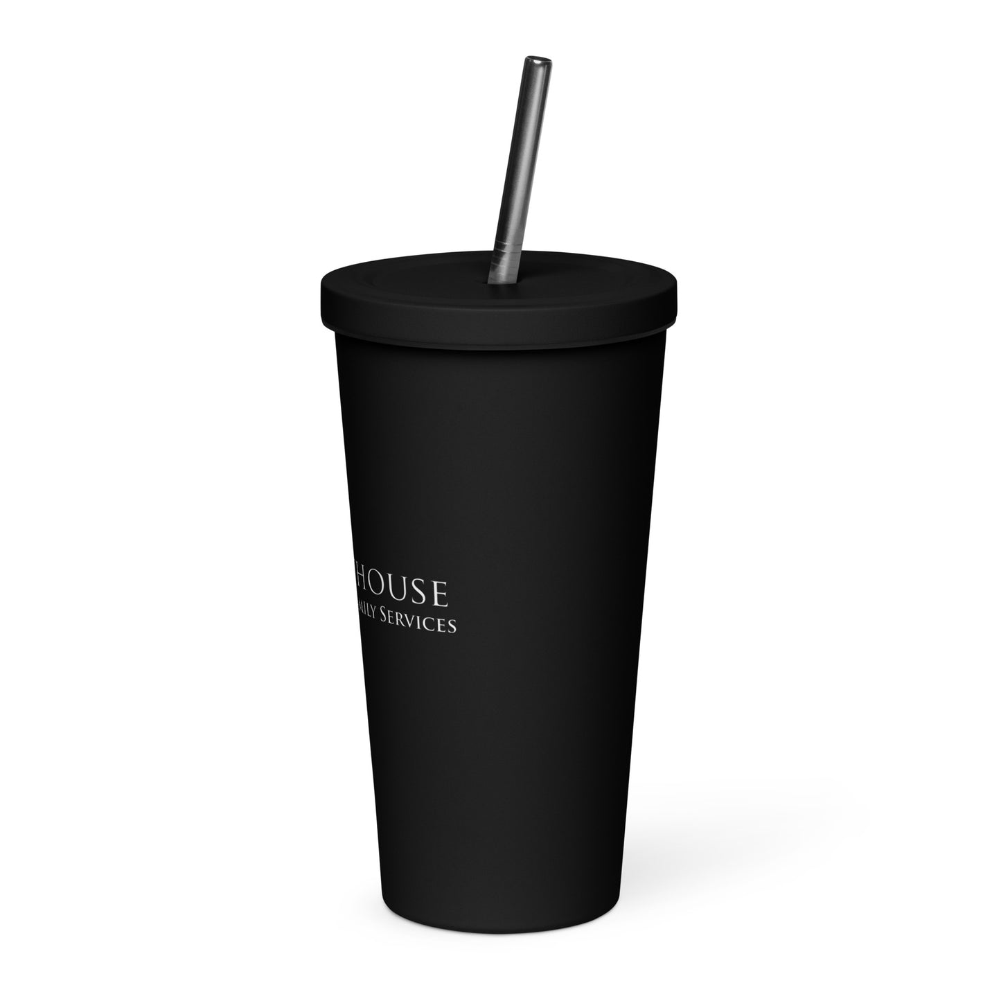 Insulated tumbler with straw