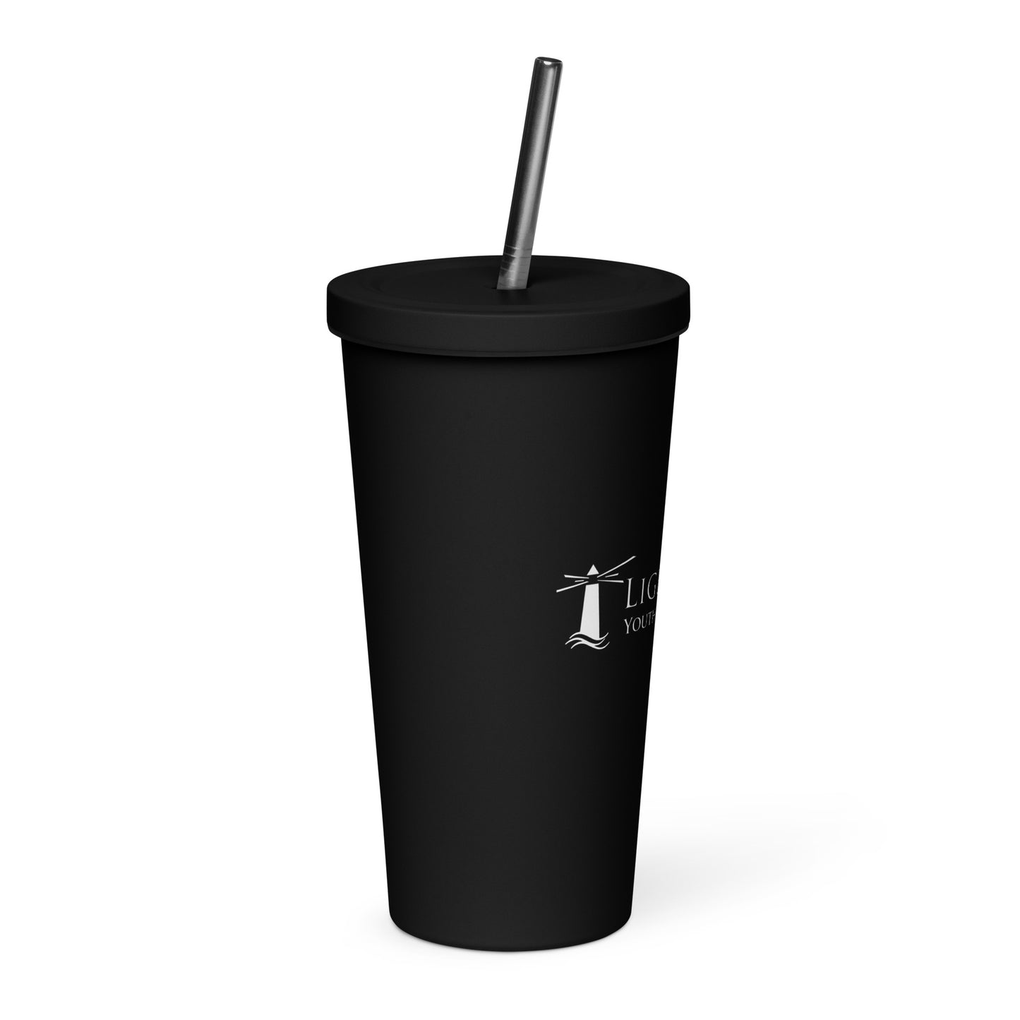 Insulated tumbler with straw