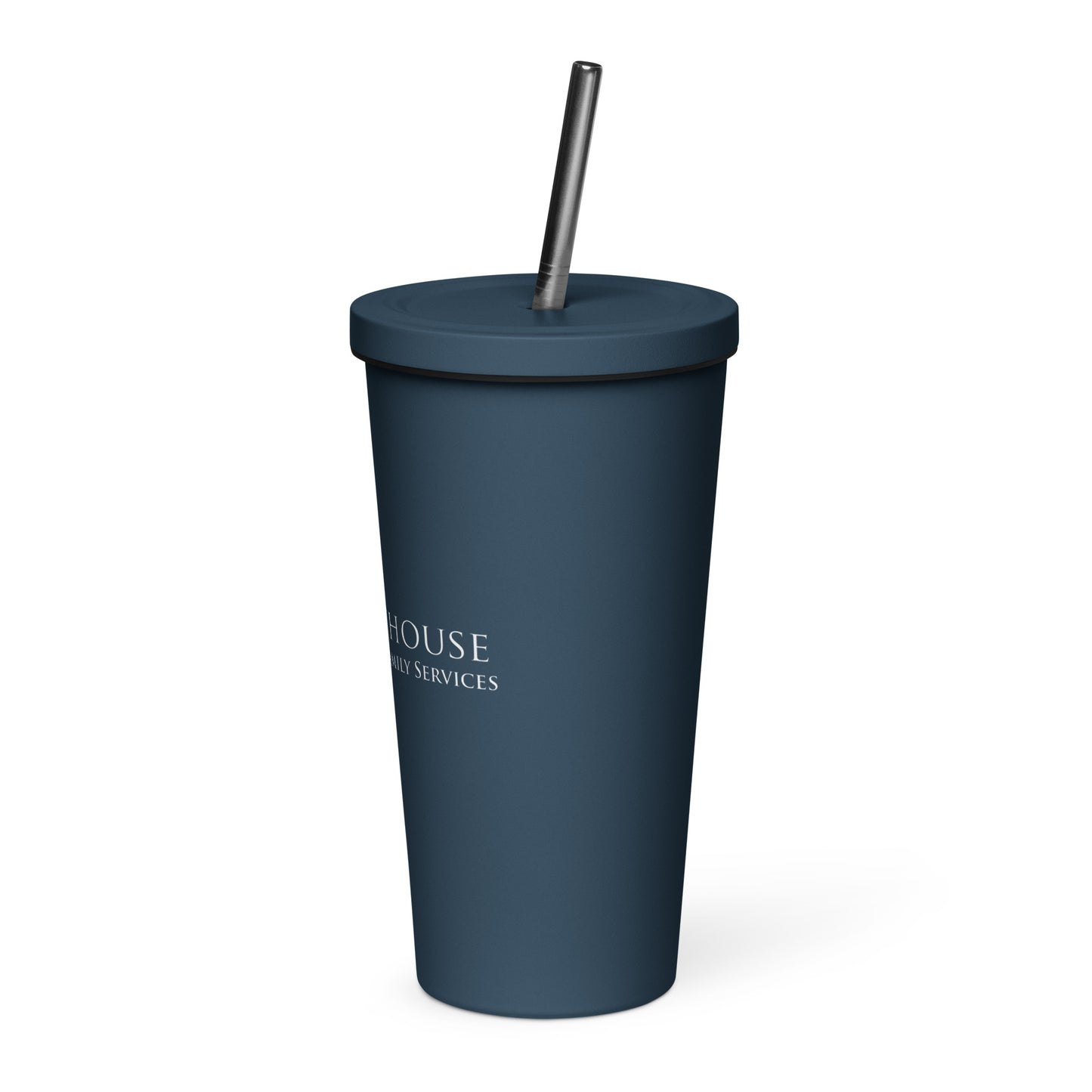 Insulated tumbler with straw