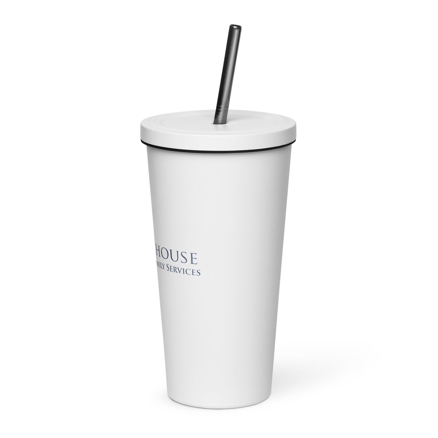 Insulated tumbler with straw