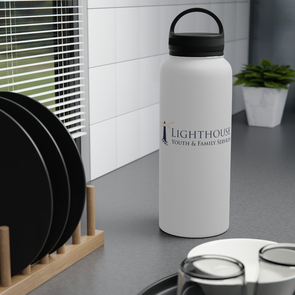 Stainless Steel Water Bottle, Handle Lid