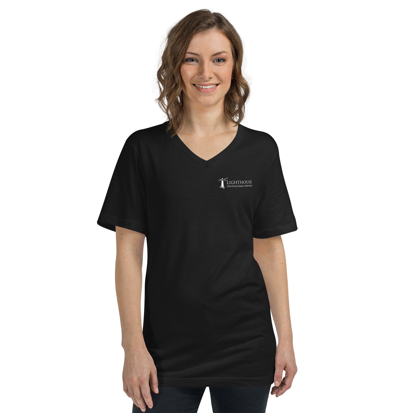 Unisex Short Sleeve V-Neck T-Shirt - Small Logo